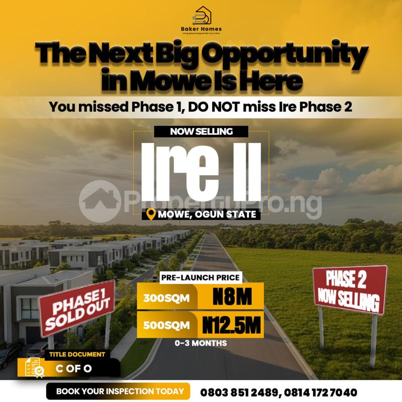 Land for sale Mowe, Ire Phase 2 Abeokuta Ogun