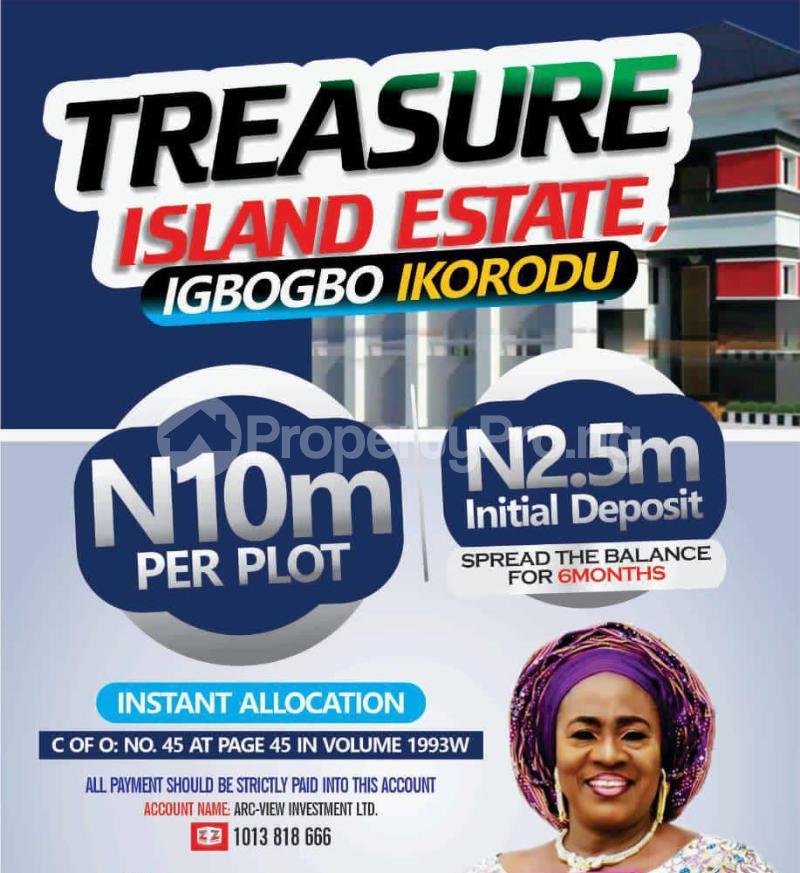 Land for sale Igbogbo Baiyeku Road,treasure Island Estate Igbogbo Ikorodu Lagos