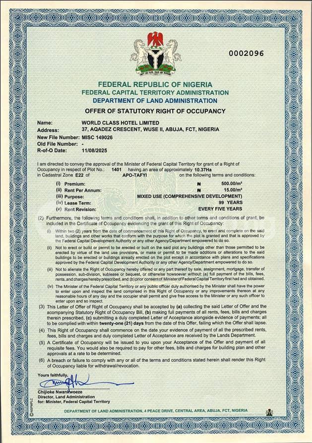 Land for sale  Apo Abuja