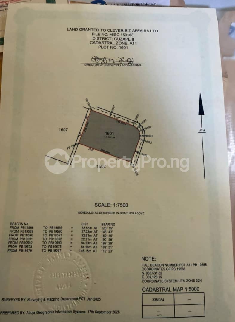 Land for sale  Guzape Abuja