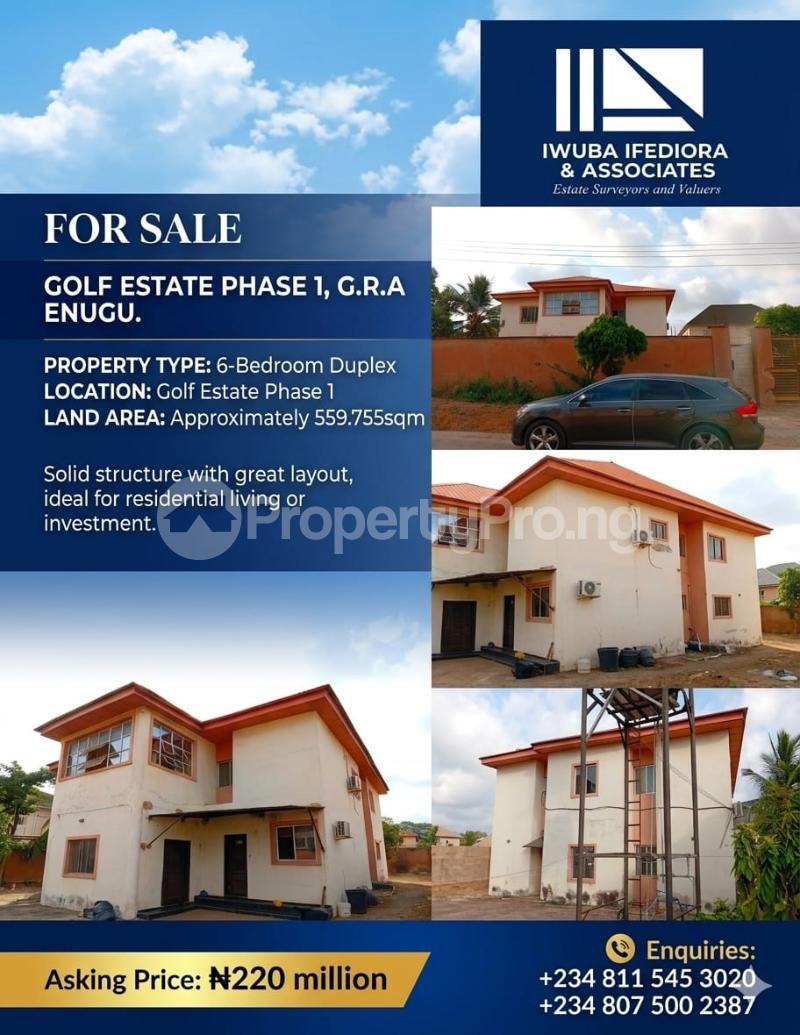6 bedroom House for sale Golf Estate Phase 1 Enugu Enugu