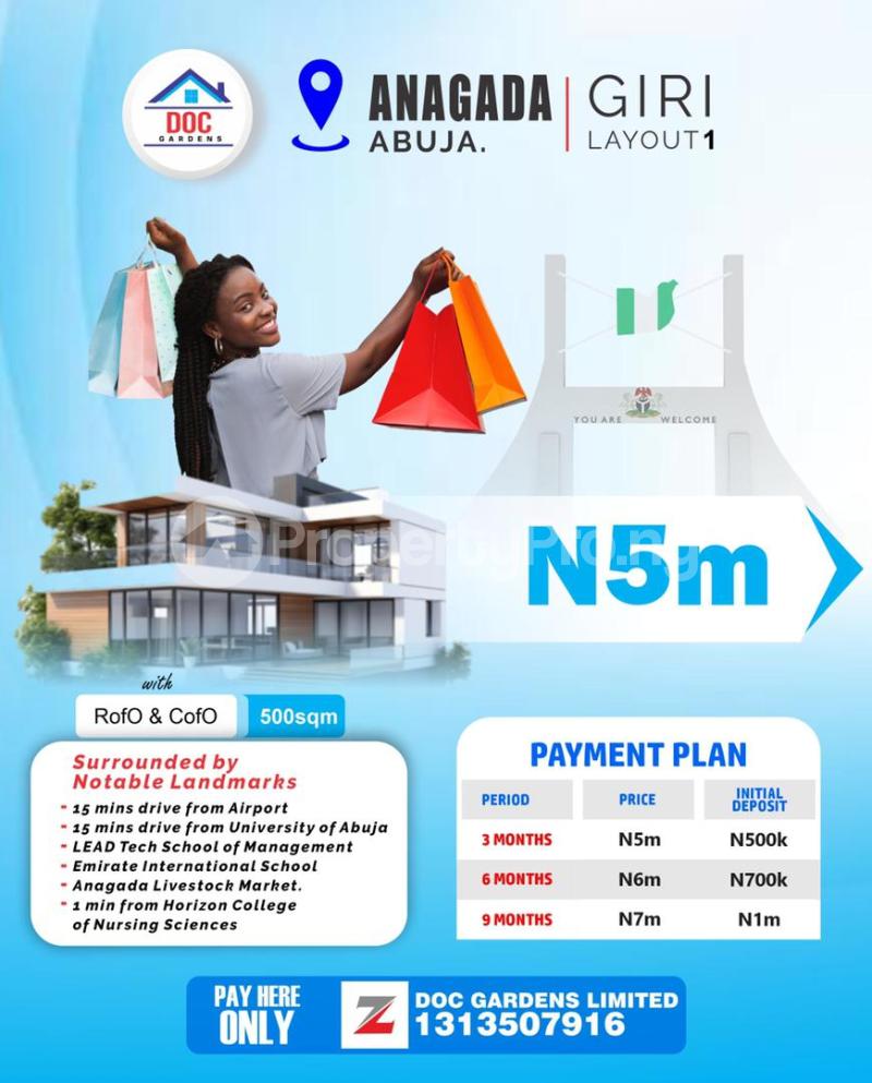 Land for sale Doc Gardens, Anagada, Giri Layout Gwagwalada Abuja