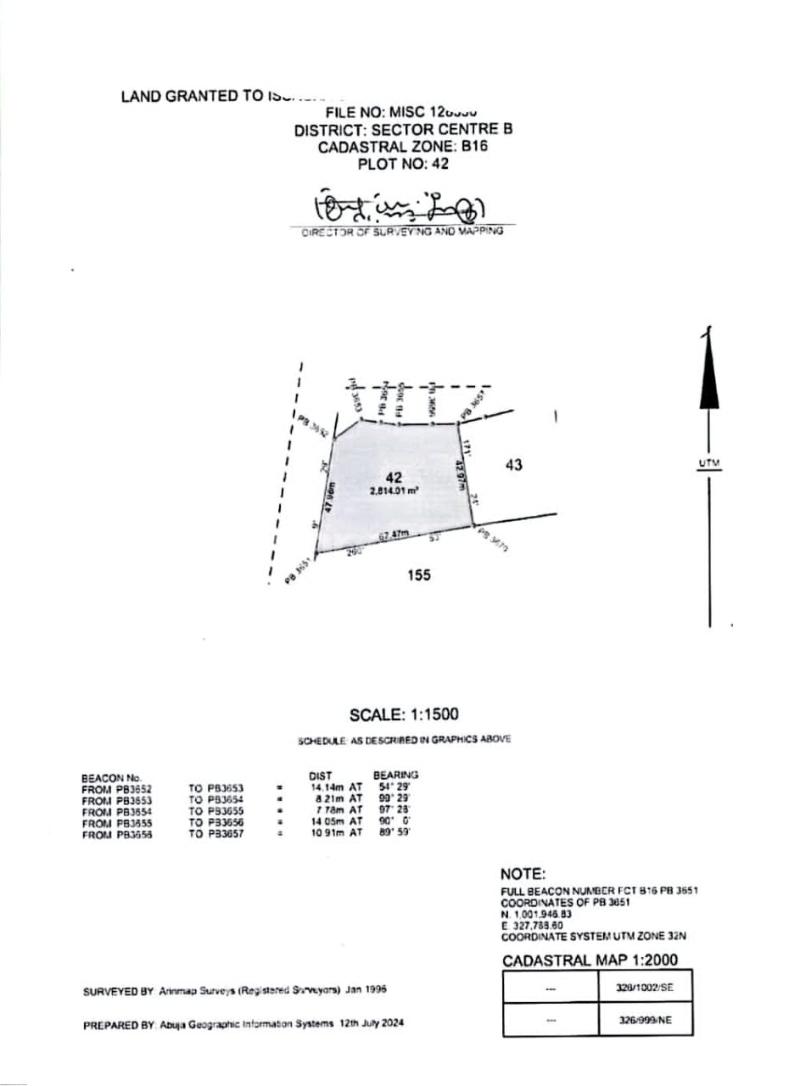 Land for sale Main Jabi Abuja