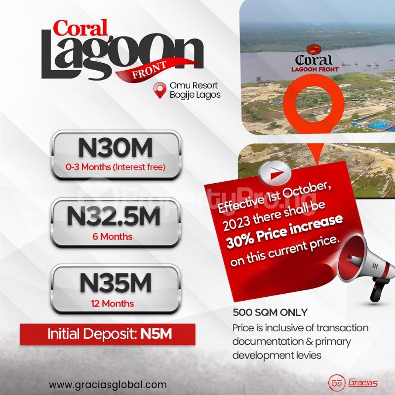 Land for sale Coral Lagoon Front Omu Resort, Bogije, Lekki Epe Expressway Sangotedo Ajah Lagos - 0