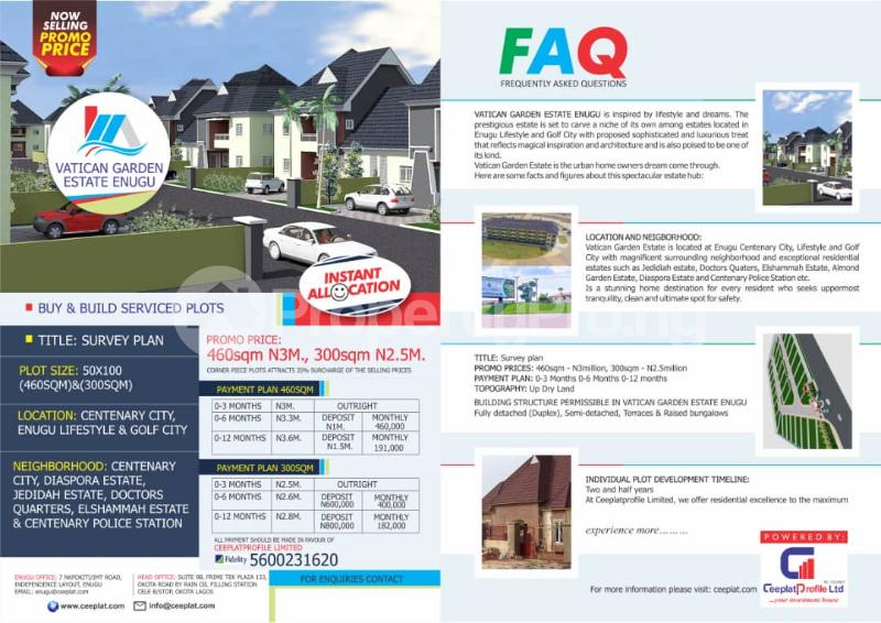 Land for sale Vatican Garden Estate, Enugu. Enugu Enugu