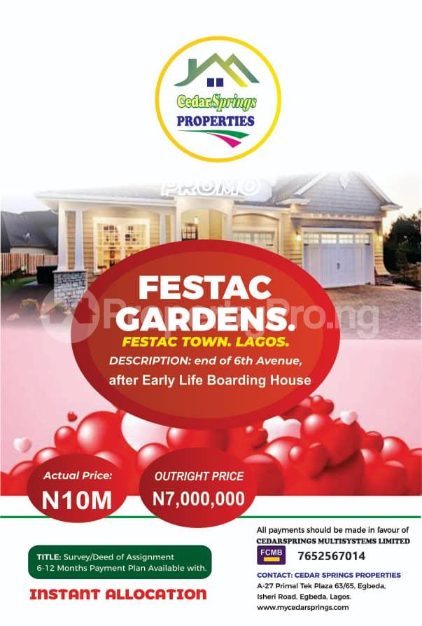 Land for sale At The End Of 6th Avenue By Early Life Boarding House, Festac. Festac Amuwo Odofin Lagos - 0