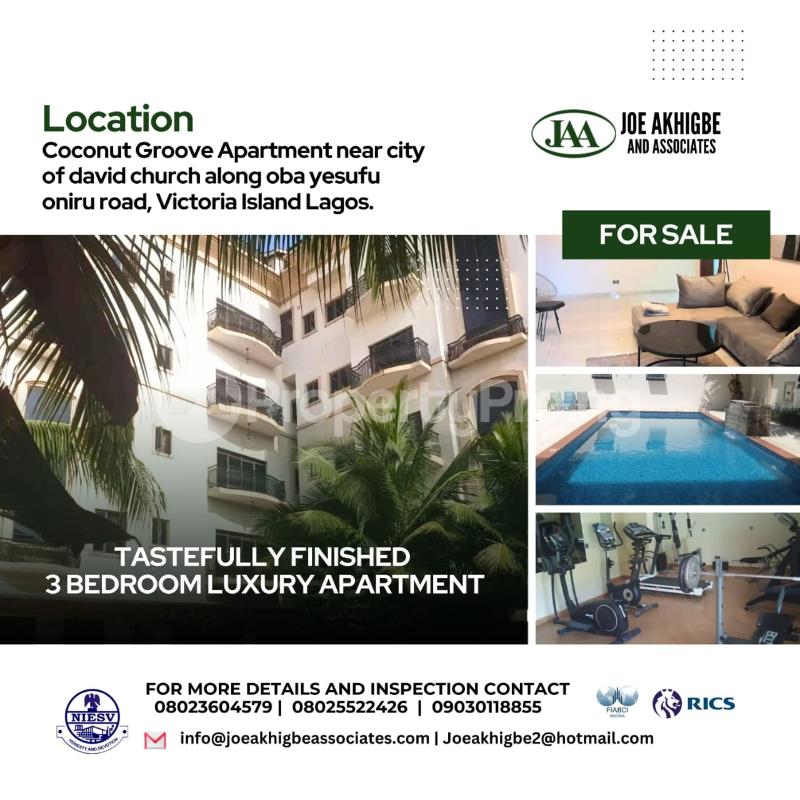 3 bedroom Flat / Apartment for sale Coconut Groove Apartment ONIRU Victoria Island Lagos