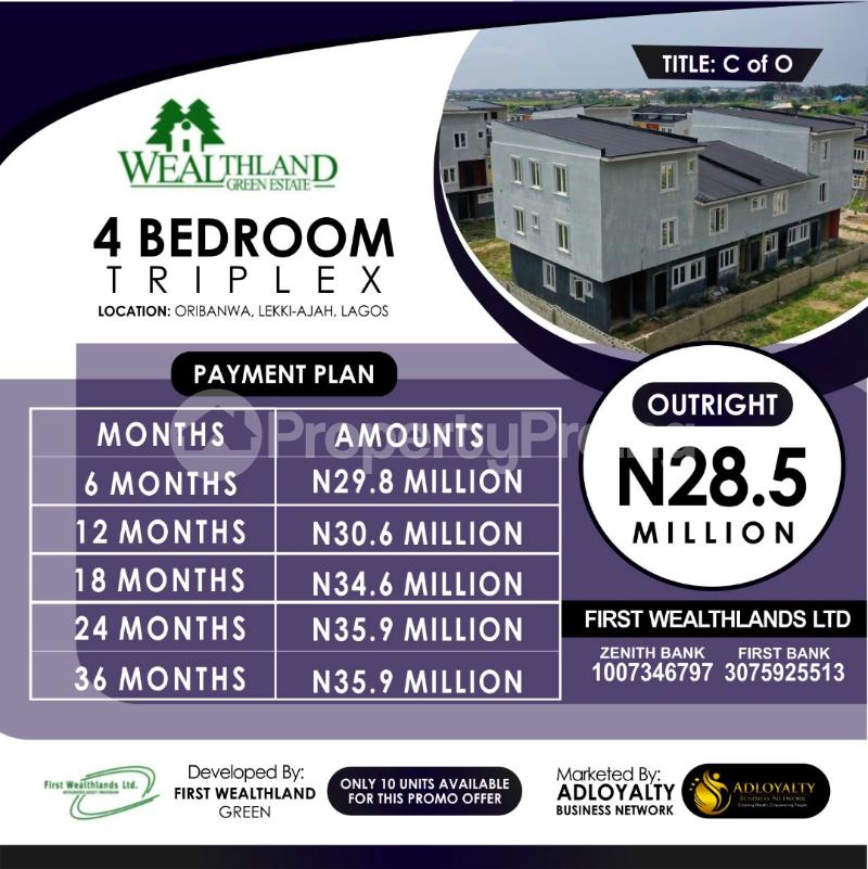 4 bedroom House for sale Wealthland Green Estate Oribanwa Ibeju-Lekki Lagos - 1