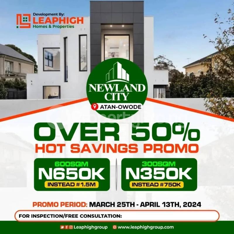 Land for sale Newland City, Owode Atan, My Military Barracks Ota-Idiroko road/Tomori Ado Odo/Ota Ogun