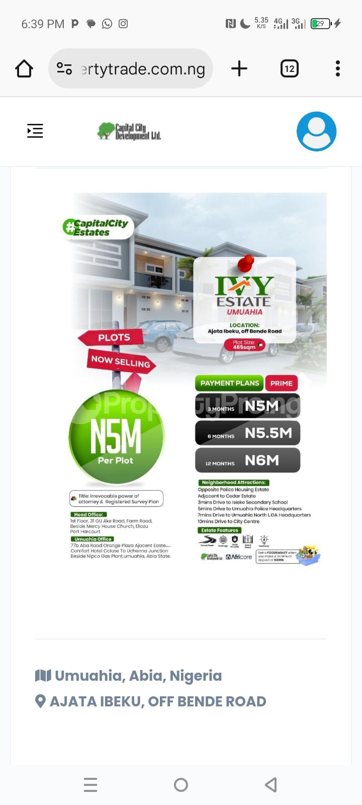 Land for sale Umuahia North Abia