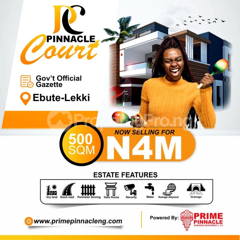 Land for sale Pinnacle Court Estate, Ebute Lekki , Along Eleko/akodo Road , Lekki Town. Ibeju-Lekki Lagos