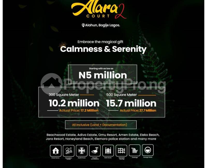 Land for sale Alahun, Alara Court 2/ 10minutes Drive To Eleko Beach Bogije Sangotedo Lagos