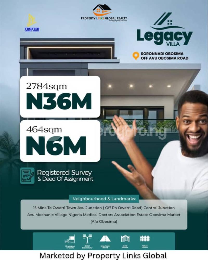 Land for sale Legacy Villa Estate In Soronnadi Obosima Off Avu Obosima Owerri Imo