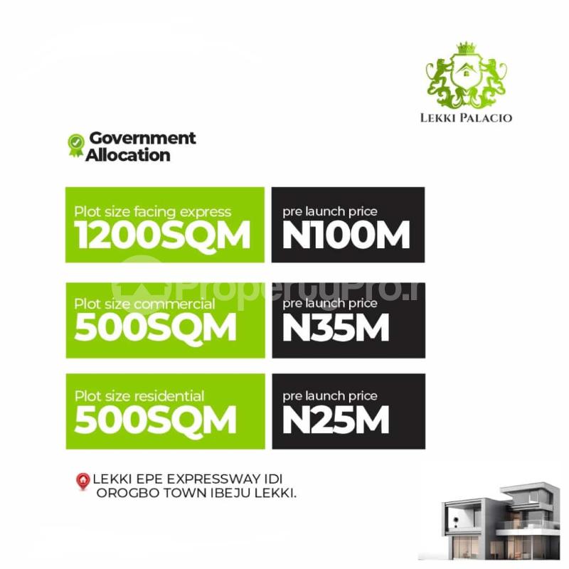 Land for sale Idi Orogbo Town,alaro Satellite City,lekki Epe Expressway Free Trade Zone Ibeju-Lekki Lagos