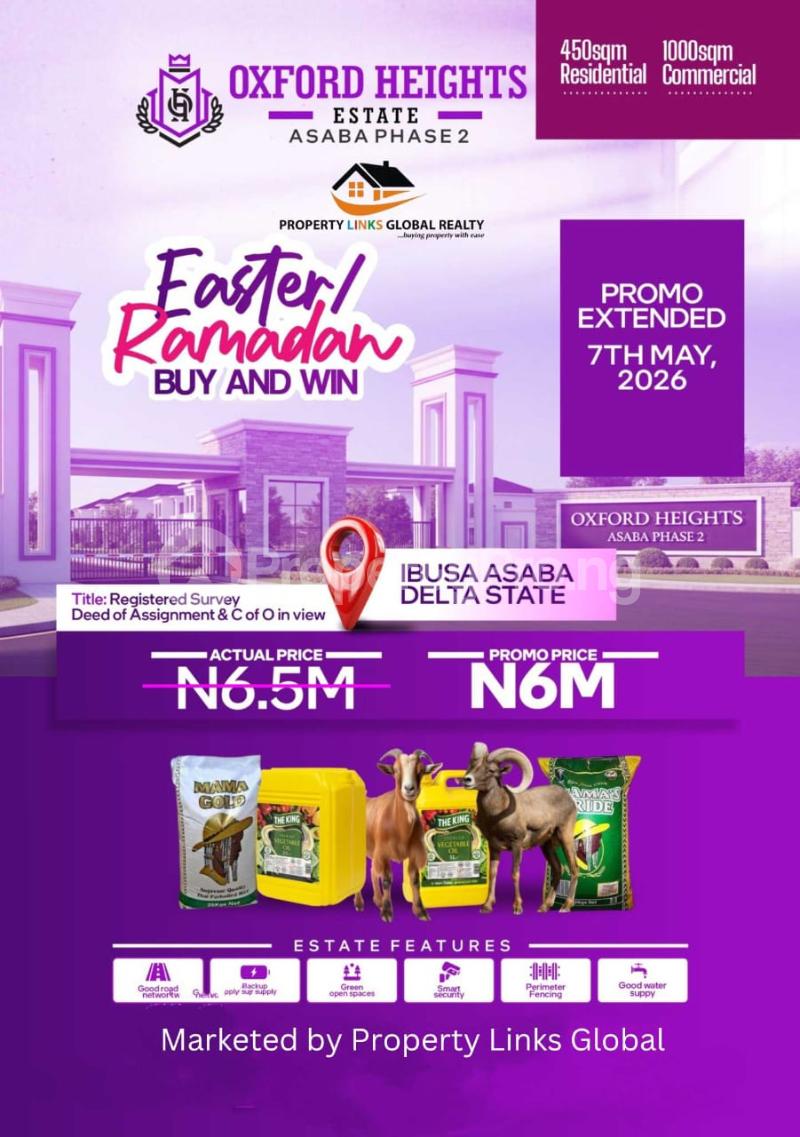 Land for sale Oxford Heights Estate Phase 2 Located At Ibusa Close To International Airport And Admiralty With Koka Junction Asaba Delta