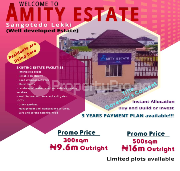 Land for sale Amity Estate Abijo Ajah Lagos