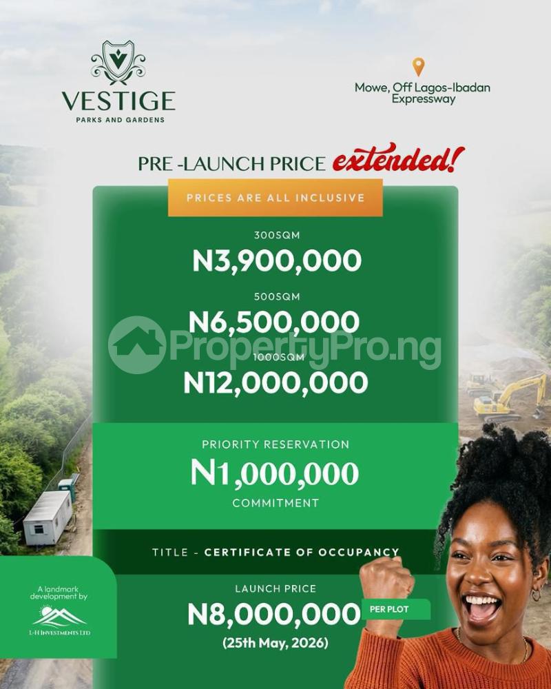 Land for sale Mowe Obafemi Owode Ogun