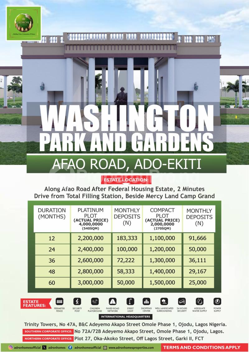 Land for sale Washington Park And Garden Estate, Along Afao Road, After Federal Housing Estate Ado-Ekiti Ekiti
