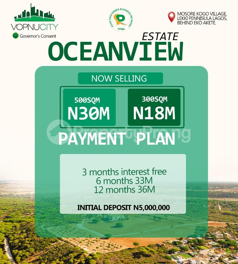 Land for sale Eko Akete/ Vopnu City Ocean View Abijo Ajah Lagos
