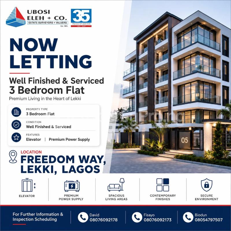 3 bedroom Flat / Apartment for rent Freedom Way Lekki Lagos
