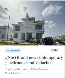 5 bedroom House for sale Corie Creek Estate Lekki Phase 1 Along Lekki Expressway Lekki Lagos