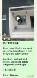 3 bedroom House for sale Greenland Estate Sangotedo Ajah Lagos