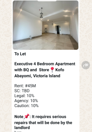 4 bedroom Flat / Apartment for rent In An Estate Kofo Abayomi Victoria Island Lagos