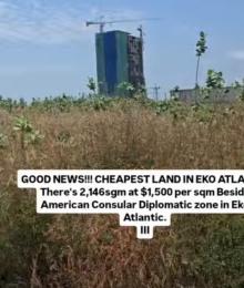 Land for sale The Southern Boulevard Eko Atlantic City Victoria Island Lagos