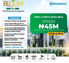 Land for sale Monastery Road/:bloom Fountain Mini Estate/ Giwa Garden, Monastery road Sangotedo Lagos