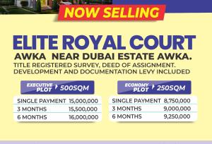 Land for sale Close To Dubai Estate/ Elite Royal Court/3min Drive To Aroma Junction Awka South Anambra