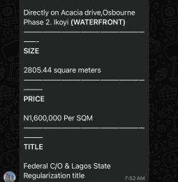 Land for sale Phase 11 Osborne Foreshore Estate Ikoyi Lagos