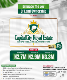 Land for sale Isiokpo/ Capital City Royal Estate/obelle Road Ikwerre Port Harcourt Rivers