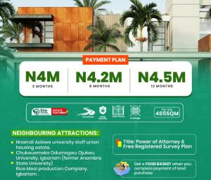 Land for sale Nando/ Rosewood Estate/ Nnamdi Azikiwe University Staff Union Housing Estate, Anambra Anambra