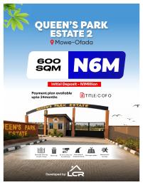 Land for sale Queen’s Park Estate, Mowe Obafemi Owode Ogun