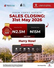 Land for sale Eden Crest Estate Close To Four Square Gospel And Mark Fast University Oba Obafemi Owode Ogun